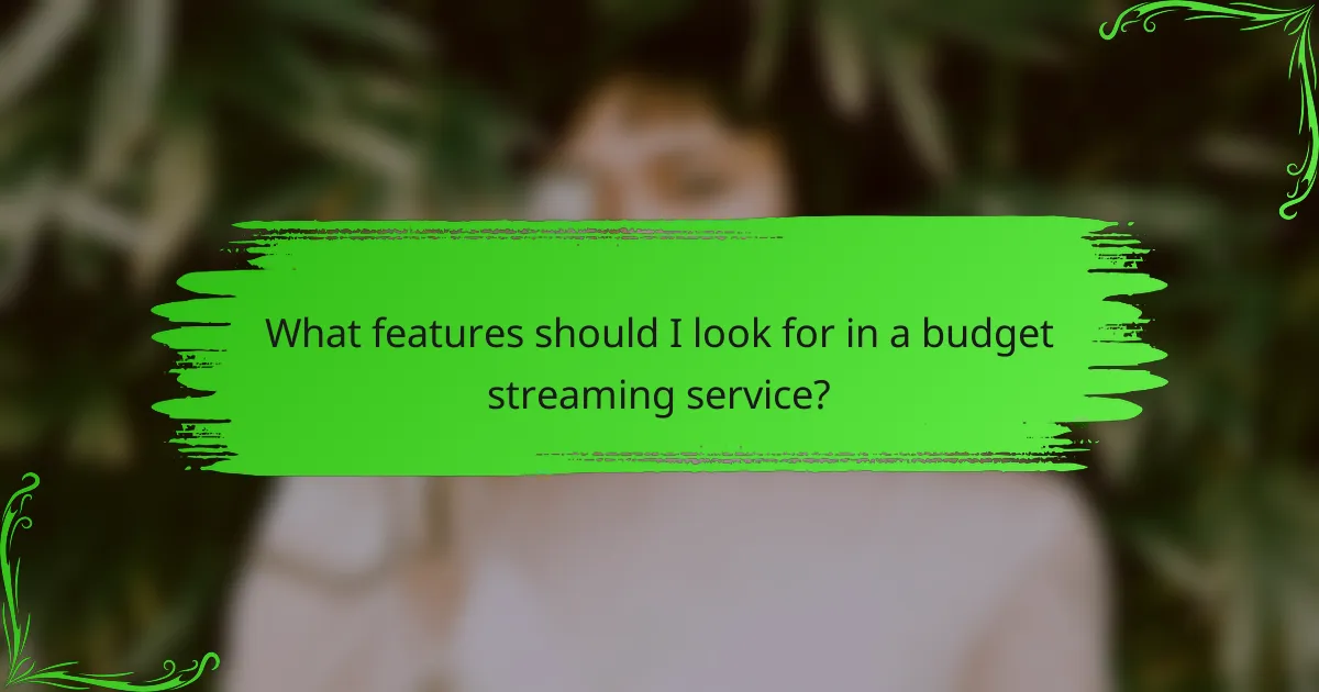 What features should I look for in a budget streaming service?